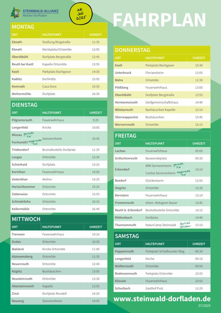 Fahrplan Mobiler Dorfladen