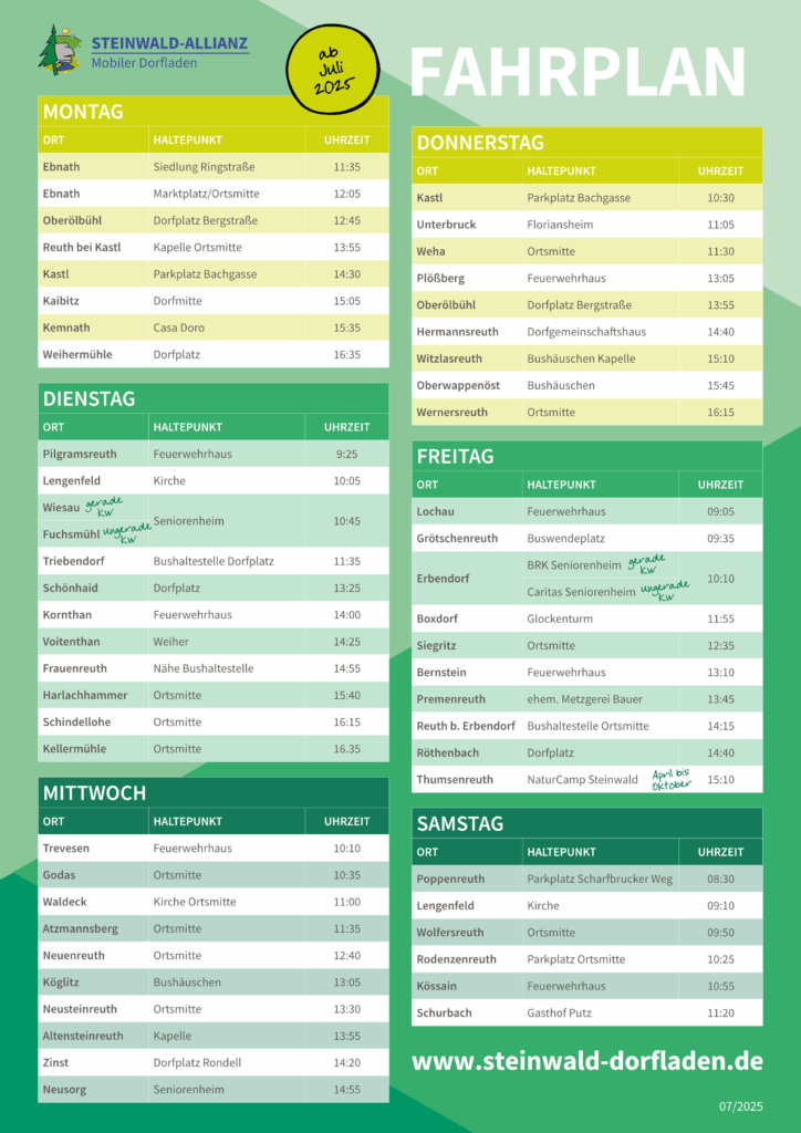 Fahrplan Mobiler Dorfladen